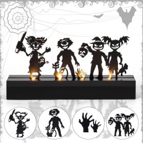 Halloween Table Decor Led Lights Silhouette Decoration Metal Horror Character Battery Operated Indoor Decoration Perfect Halloween Decor for Tabletop