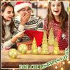 6 Pcs Mercury Glass Christmas Tree for Tabletop Light up Figurine Christmas Tree Mercury Cracked Glass Globe with Light for Xmas Decor Home Party Cent